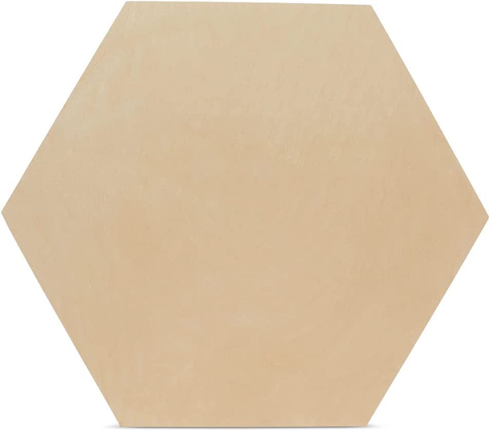 Haoser 10 Pcs Unfinished Wood Blank Hexagon Shape,Wall Home Decoration, Pine MDF Boards for Art and Craft -8 Inch, 2.7 mm Thicknes Hexagon Wooden Slices for Resin Art, Mandala Art, Painting-image-19