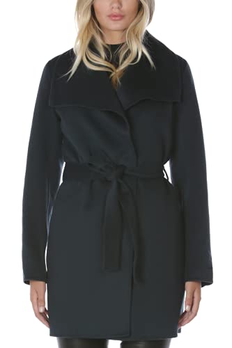 Image of TAHARI Women's Double-faced Luxury Soft Wool Blend Peacoat- Wrap Wool Coat With Removable Belt