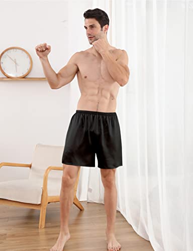CYGE Men's Pajama Shorts Men's Mulberry Silk Underwear Briefsr Elastic Waistband Lounge Shorts3
