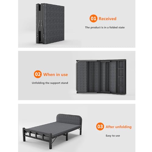 Letto Pieghevole Portatile, lettini da Campeggio, Letto Pieghevole Matrimoniale con Materasso, Robusto Telaio in Acciaio al Carbonio, Materasso Ispessito, Tessuto Delicato sulla Pelle, facil