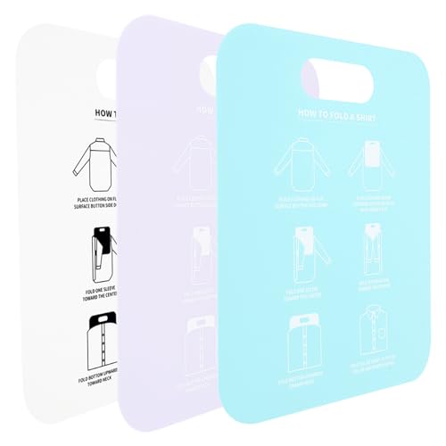 ULTECHNOVO Juego de 3 tablas plegables para camisas y camisetas, carpeta para ropa de plástico resistente, plegadora para ropa, adecuada para armarios, cajones y viajes