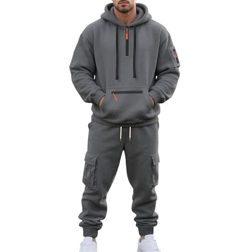 Men's Tracksuit 2 Piece Sets Oversized 1/4 Zipper Tactical Hoodies and Sweatpants Sets Trendy Baggy Athletic Outfits