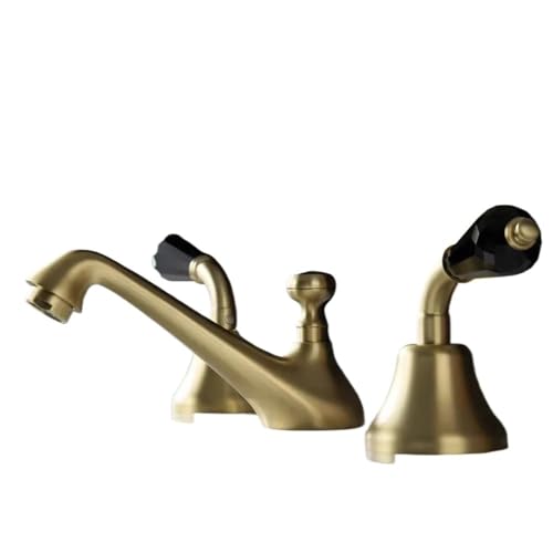 Mitigeur lavabo 3 trous à double commande précis noir et chrome - 2