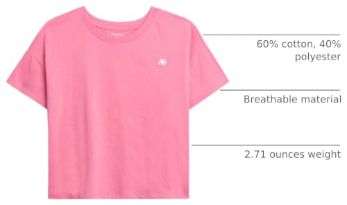 Image of Girls T Shirts - Soft Cotton Blend Short Sleeve Cute Graphic Tees - Classic Crewneck Logo Tee Girls Shirts (Sizes: 4-16), Size 7-8, Rose