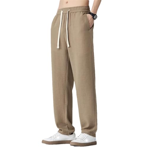 Men's Thin Ice Silk Casual Pants Loose Elastic Waist Summer Trousers Pants