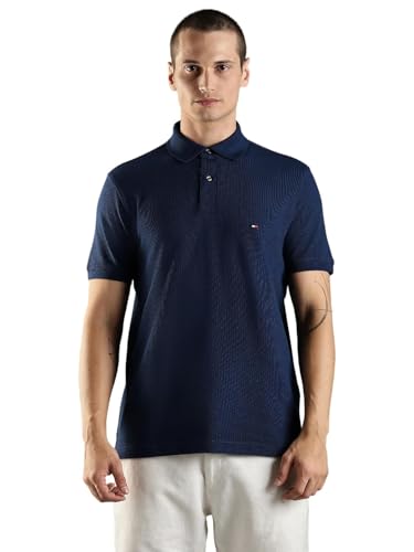 Image of Tommy Hilfiger Solid Regular fit Cotton Polo t-Shirt