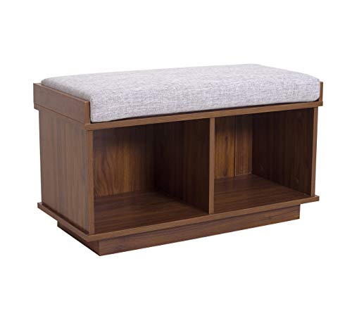 Amazon Brand – Ravenna Home Upholstered Entryway Cushioned Storage Bench - 31 12-Inch Espresso
