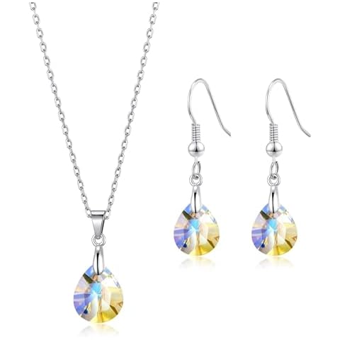 Philip Jones Sterling Silver Pear Set with Crystals Cover