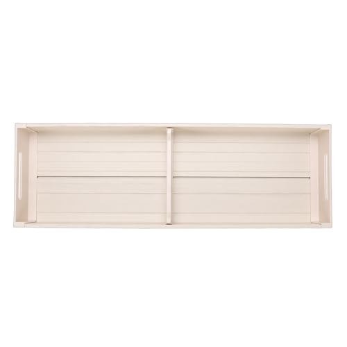 banapoy Organizador de Cajones para Cubiertos, Divisor Ajustable, Bandeja Organizadora de Cubiertos, Caja de Almacenamiento para Utensilios Cocina, Bandeja Almacenamiento (Cubertero Blanco Leche
