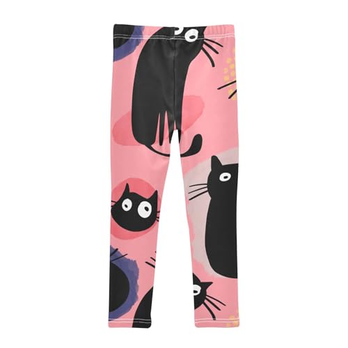Cute Black Cats Girls Leggings,Workout Leggings for Girls Toddler Athletic Legging Size for 3-10T2