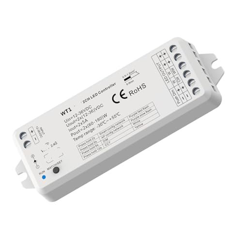 LED�R���g���[���[ 12V 24V 36V DC 2CH 10A 2.4G �v�b�V�������X�C�b�` WW CW CCT �R���g���[���[ WT1������