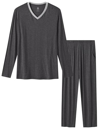 Image of JINSHI Men's Pajama Sets Soft Lightweight Sleepwear Nightwear with Pocket