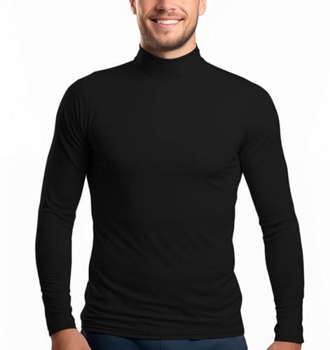 Men's Mock Turtleneck Shirts Long Sleeve Slim Fit, Mock Neck Pullover Basic Top, Base Layer Thermal Sweater3