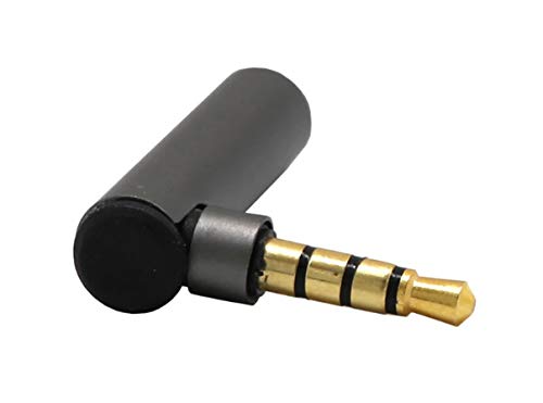 Image of 90 Degree Elbow 3.5mm Right Angle Male to Female L Shape Jack Header 4 TRRS Section Audio Aux Adapter Connector Converter for Earphone Headphone Microphone, Black