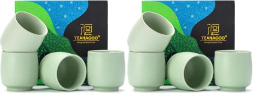 Image of TEANAGOO Japanese Tea Cups, Chinese Tea Cup, 7.2Oz / 205 Ml, Ceramic Tea Cups for Adults, Ceramic Cups no Handles, Japanese Cups, Matcha Cup, Lt.Green, 4 Pcs /Box, H8 (Pack of 2)