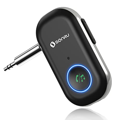 SONRU Bluetooth Adaptateur Voiture Audio Bluetooth sans Fil, Recepteur Musique Bluetooth pour Système Stéréo Domestique Ecouteurs Filaires, Adaptateur de Voiture Bluetooth, Appels Mains Libres