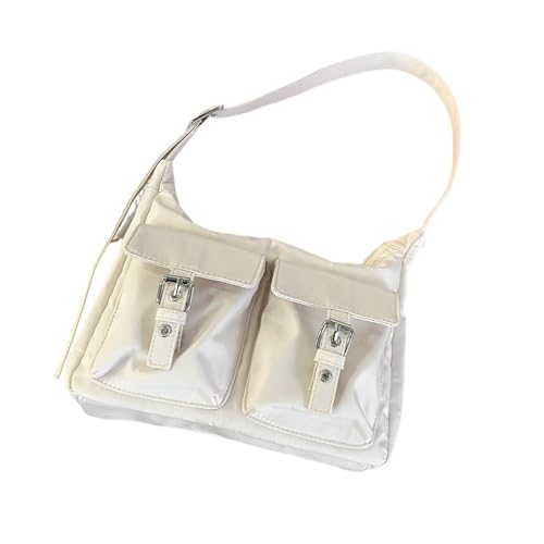 Sac à bandoulière grande capacité en nylon beige pour fille et femme moderne