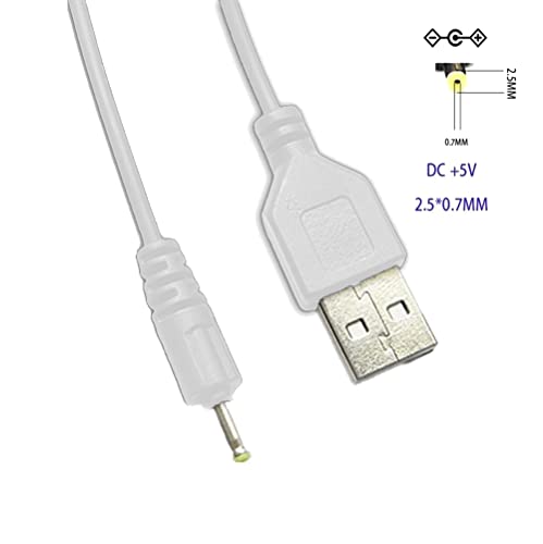 actecom® Cable usb Cargador para Tablet android mp3 2.5mm 5v 2A 1m alimentación DC Carga usb Tablet Cable alimentación USB DC Apto para tablet y mp3 (Blanco)