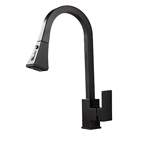 Grifo de cocina extraíble negro con caño giratorio monomando 2