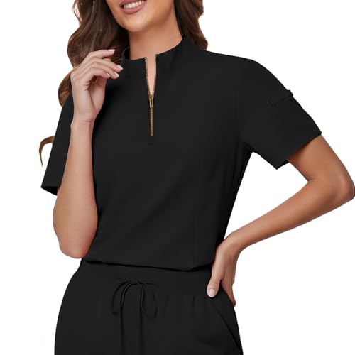 Gargey Scrubs for Women - Zip Front Top & Flare Pant Stretch Nursing Women’s Scrubs Set Medical Uniform - image 4