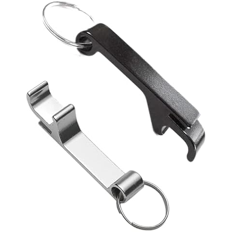 Guagua 2Pcs Black and Silver Bottle Opener Keyring Cover