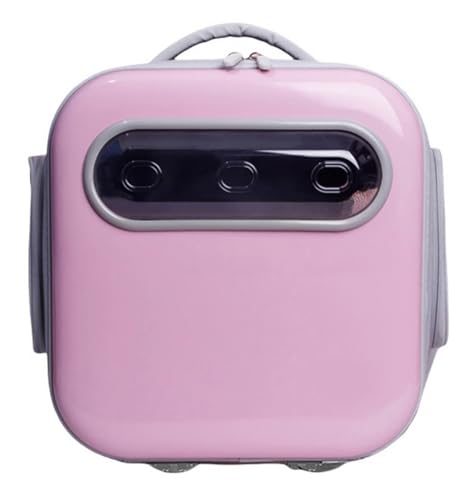 リュック 方形 ショルダーバッグ 透明 ペットキャリーケース 背中の減圧 キャリーバッグ 屋外ペット用品 通気性 ファッション 持ち運びが簡単 おでかけ 変形しない 通院用 猫 犬 旅行 防災 折り畳み アウトドア 安定性 (ピンク, 38.3x26.6x
