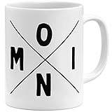 OM3® Moin Tasse Frühstückstasse Guten Morgen Nordisch Norddeutsch | Keramik Becher | 11oz 325ml | Beidseitig Bedruckt | Weiss