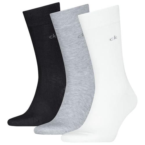 Calvin Klein 8719965009202 CK Lot de 3 paires de chaussettes pour homme, Blanc/gris clair/noir, 39-42