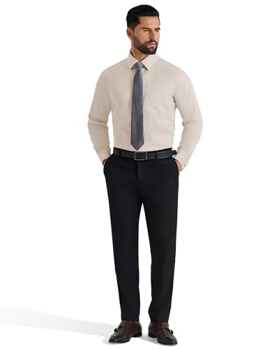 Image of Alimens & Gentle French Cuff Regular Fit Dress Shirts (Cufflink Included) | Office Work,Business Casual,Wedding,Formal Event,Interview,cufflink,Soft,Breathable,Polyester Cotton