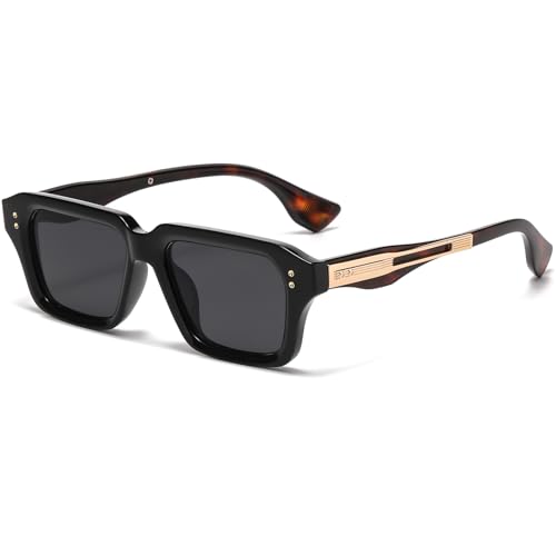 Image of AIEYEZO Rectangle Sunglasses for Men Women Fashion Square Frame Sun Glasses 90's Retro Designer Shades