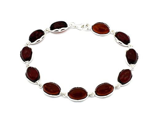 MyBer® PMBER90 BR1103CH Bracelet d'ambre pour femme en argent 925, 90 cm, Argent sterling argent sterling Ambre de la Baltique original, Ambre