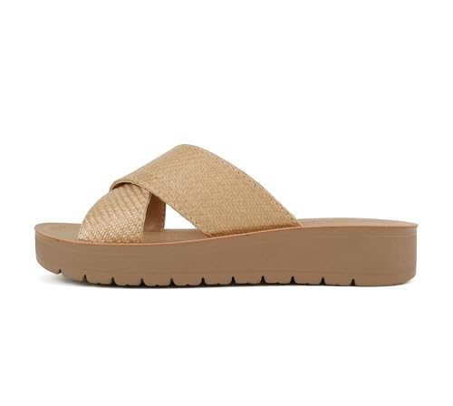 Image of Soda LUCY ~ Women Open Toe Flatform Platform Crisscross Band Upper Fashion Slide Sandals