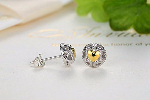 Pendientes de tuerca de corazón calado en plata de ley 925 para mujer 2