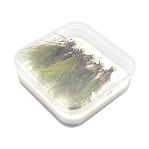Zxpjkyu Handmade Fly Fishing Lures Assortment for Trout Fishing, Olive