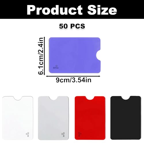 50PCS RFID Blocking Card Sleeves, Colorful Credit Card Protective Sleeves, Waterproof RFID Card Holder, Identity Card Protector Effectively Protect Your Credit, ID Cards From Electronic Theft2