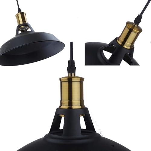 Suspension rustique noire et rouille E27 style Edison pour éclairage de plafond