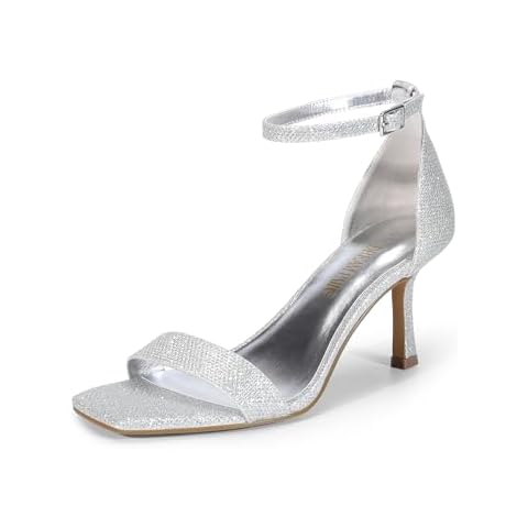 DREAM PAIRS Silver Glitter Heels Cover