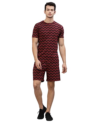 Image of RIGO Men's Printed Slim Fit T-Shirt (SET04221006 Maroon