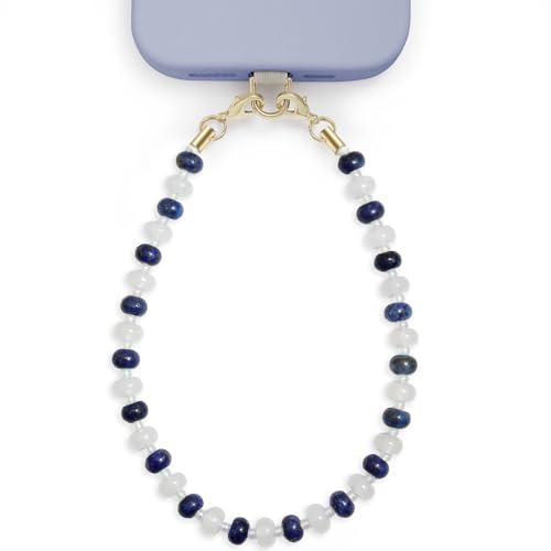 Image of POSADINA Natural Stone Phone Charm, Beaded Healing Phone Wrist Strap, Handmade Cellphone Chain Lanyard with Tether Tab