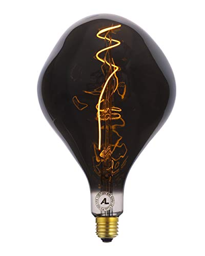 Large Decorative LED Bulb, Vintage Spiral Filament Edison Light Warm Yellow Dimmable 120V/6W Black Glass E26 Decor Lamp 2200K Energy-Saving Light for Home Bar Yard (Black) Large Decorative LED Bulb, Vintage Spiral Filament Edison Light Warm Yellow Dimmable 120V/6W Black Glass E26 Decor Lamp 2200K Energy-Saving Light for Home Bar Yard (Black)