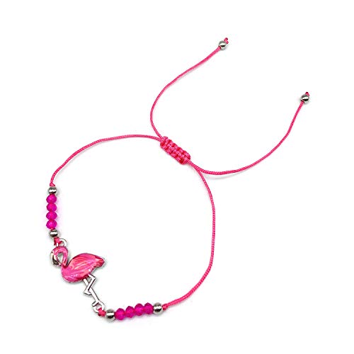 Elesa Miracle 12pc Women Girl Flamingo Woven Friendship Crystal Bead Bracelet Value Set Kids Party Favor Adjustable Bracelet3
