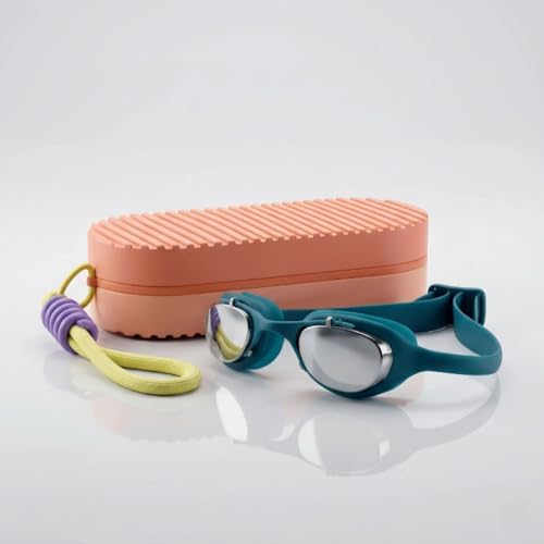 Image of First Lens Swimming Combo Kit Set with Swim Goggles & Swim Case for Men & Women - Peach Case & Blue Goggle