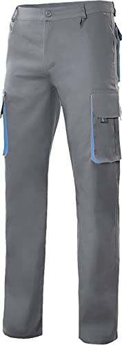 VELILLA - Pantalón Bicolor Multibolsillos con Refuerzo de Tejido 103004 Hombre Gris-Celestes 44