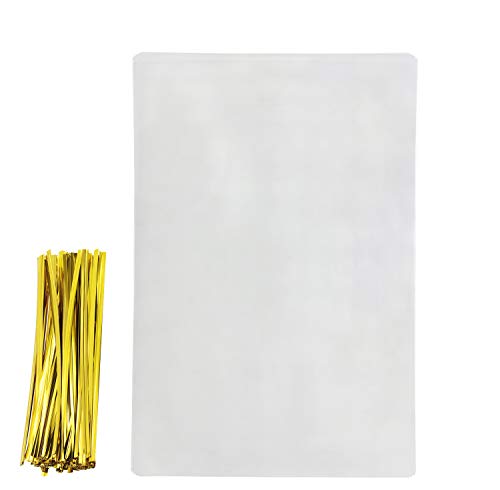 Mini Skater 8 Inch X 12 Inch Clear Treat Bags Opp Cello Cellophane Flat Bag With 50Pcs Gold Color Twist Ties For Wedding Gift Candy Cookie Bakery Bread Dessert thumb #5