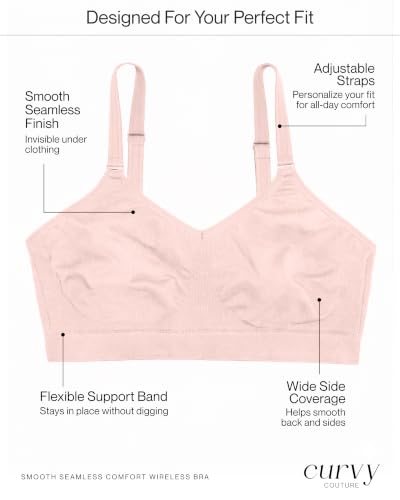 Image of Curvy Couture Women's Plus Size Wireless Bra - Seamless, Soft & Comfortable Fit