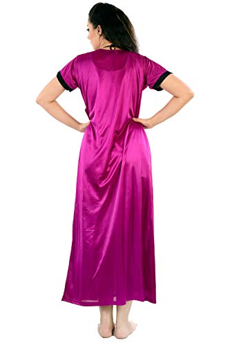 Image of Women's Nightwear Nightdress Nighty,Robe with Top & Shots Set (4pc Set of Robe, Nighty, Top & Shorts)