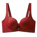 MOONBADI Dirndl Damen Weinrot Damen Große Größen Komfort Vollschalen Ungepolstert Ohne Bügel Starker Halt Minimizer BH BH für große Brust 115D