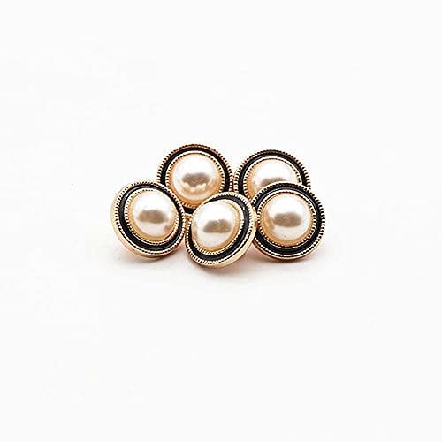 5 PCS Gold Pearl Buttons Plastic Shank for Garment...