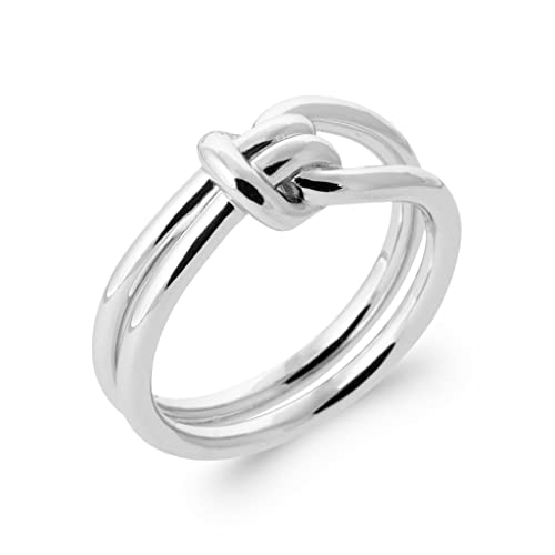 Bague anneau argent 925 femme double rang ajouré motif nœud Tata Gisèle