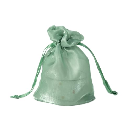 Image of QIANF 20 Pcs Sage Green Small Organza Bags 4X6 inch for Wedding Favors with Drawstring, Mini Mesh Gift Bags Jewelry Pouch for Candy Bridal Shower Party Favor Baby Shower Christmas